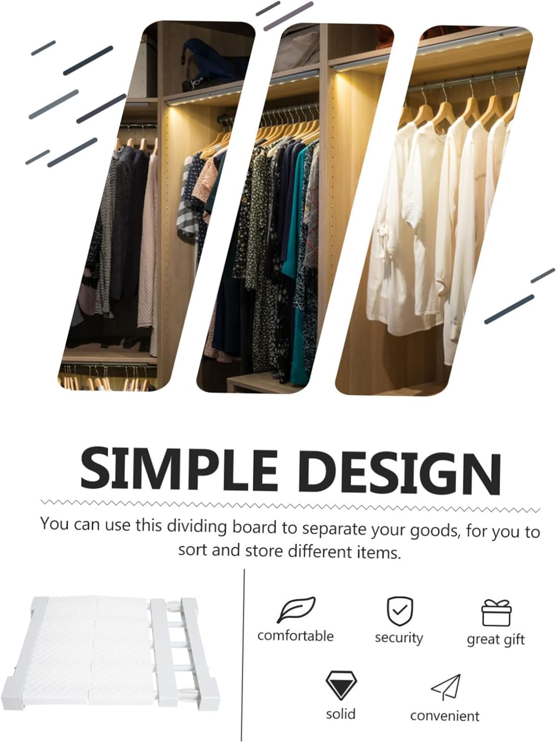 Wardrobe Tension Shelf Nail Expandable Rack Organizer for Closet Storage Divider for Clothes Towels and More Easy Installation No Scratches for Home and Dorm Use