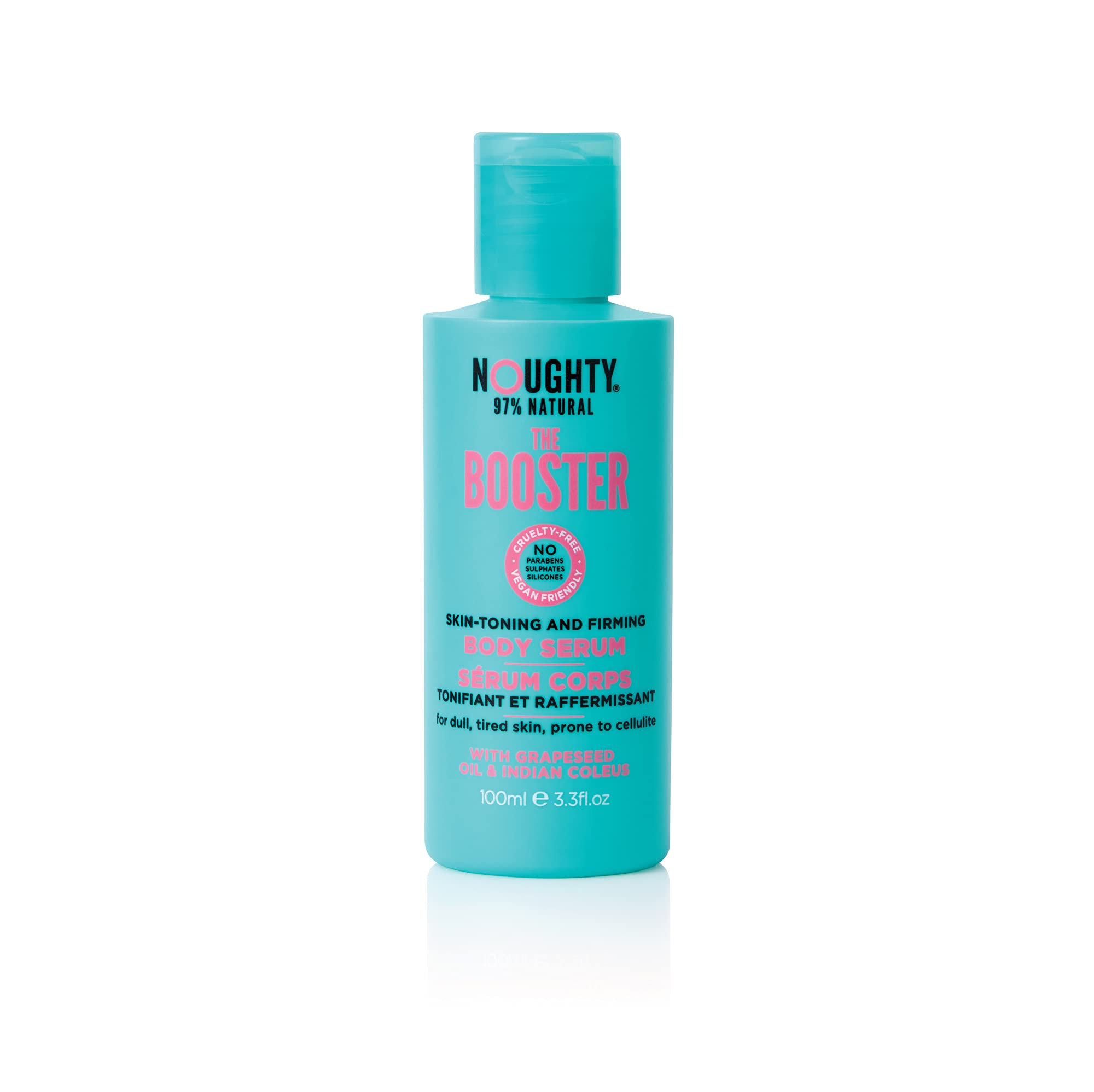 Noughty The Booster Body Serum, Skin Toning & Firming Lotion with Caffeine, Highly Concentrated for Cellulite Prone, Dull & Tired Skin, 97% Natural Sulphate Free Vegan Skincare (100ml)