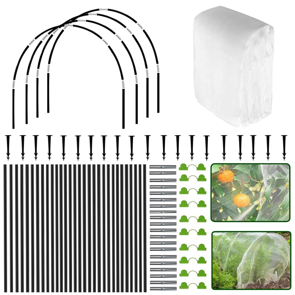 HIQE-FL Tunnel Rialzati,3X10M,Rete di Protezione dagli Insetti,Set Rete Protezione da Giardino,Tunnel da Giardino,Teli Protettivi per Piante Tessuto,Reti Protettive da Giardino