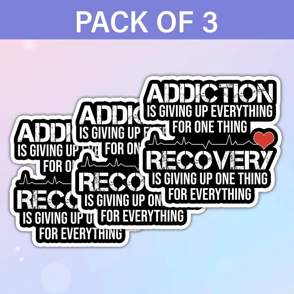 SODAVA (3Pcs, 3in) Addiction Recovery Sticker – Inspirational Mental Health Decal, Positive Quote, Motivational Recovery Gift, Waterproof Vinyl Sticker for Laptop, Water Bottle, Car Bumper