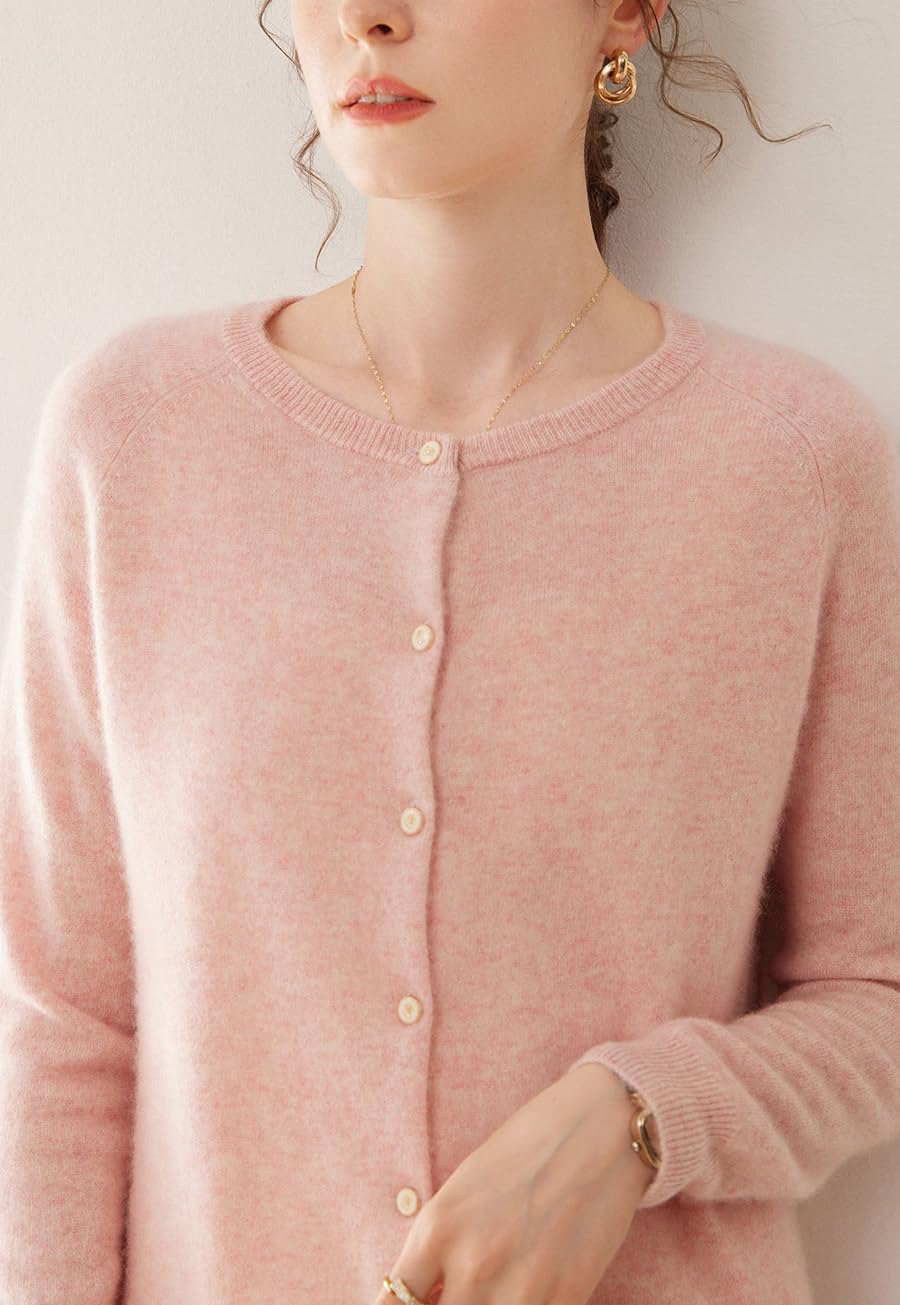 E-girl Maglione da donna 95% cashmere, girocollo, a maniche lunghe, lavorato a maglia, da donna, in lana di cashmere, sottile, SH504