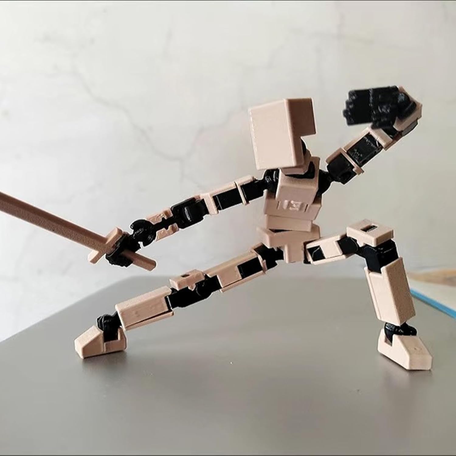 Multi-Jointed 3D Printing Action Figures - Full Body Mechanical Wind Toys, Artist Hand Painted (Apricot, Stand, Five Hands Type, Sword Stick Gun, Armour)