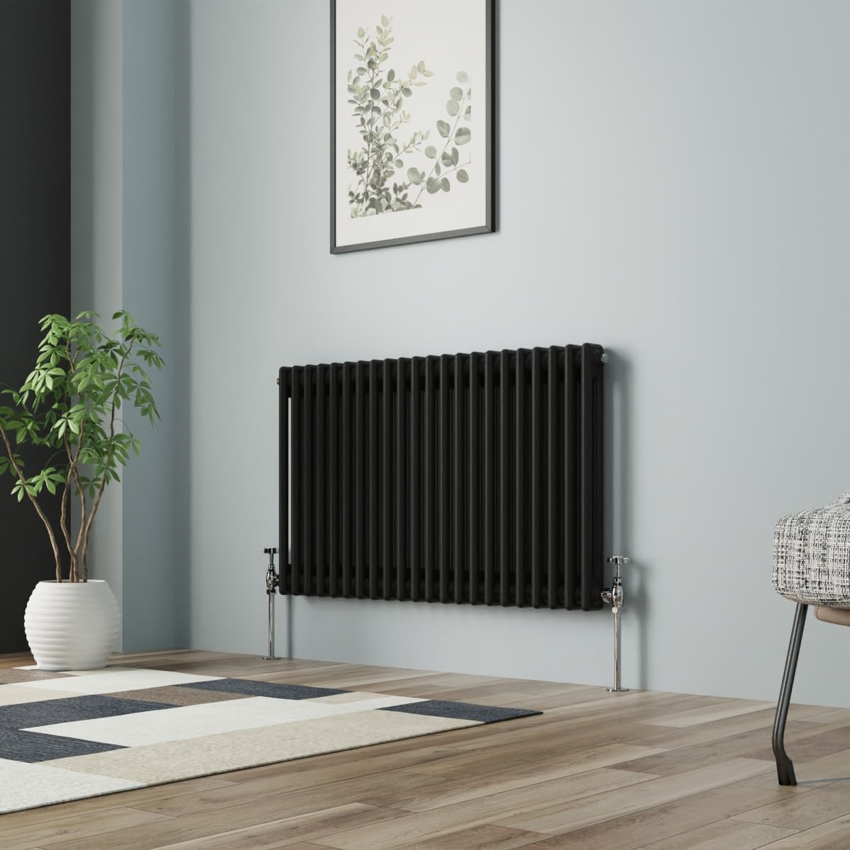 NRG Column Radiator Black 600x1010mm Double Cast Iron Rads