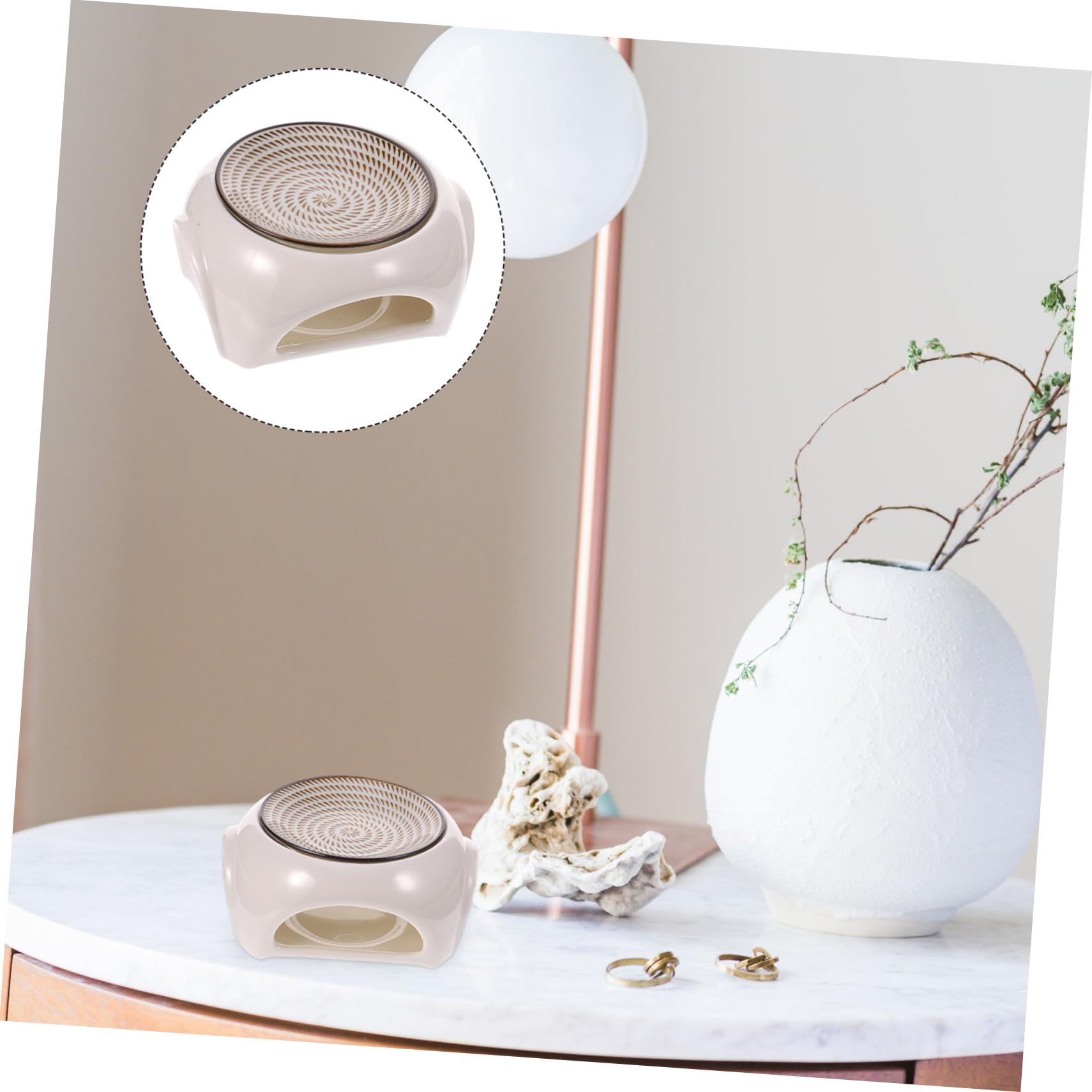 Duftlampe mit Schneller Duftfreisetzung für Ätherische Öle Keramik und Einfacher Bedienung Weiße Aromalampe Geeignet für Schlafzimmer und Büro