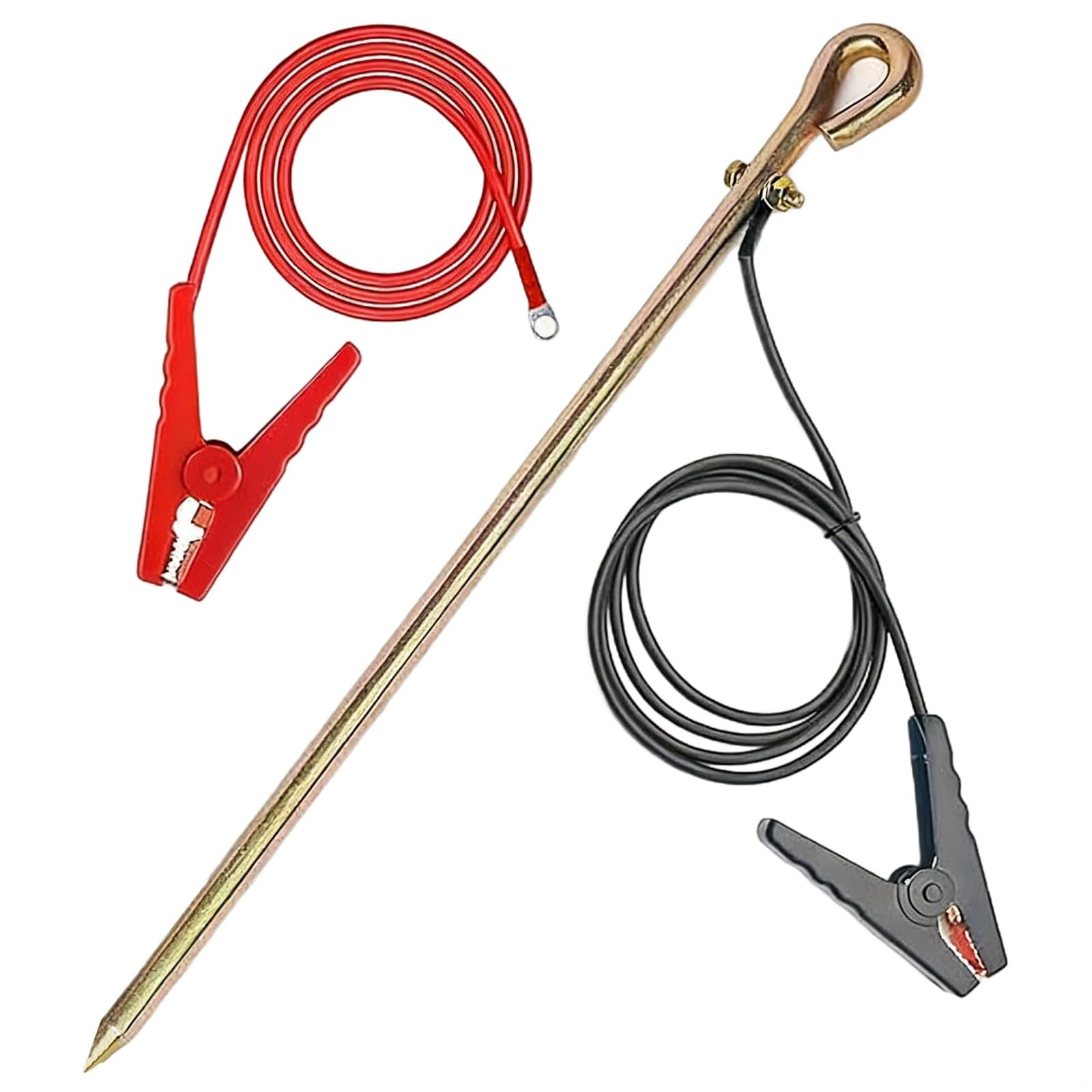 Kit di pali per recinzione elettrica, perno da 45,7 cm con clip, in acciaio zincato, filo da 9 m, sistema di messa a terra per impieghi gravosi