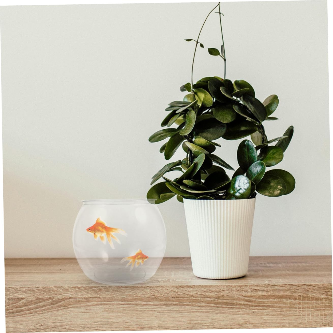 Artibetter Small Plastic Fish Bowl Desktop Aquarium Tank for Goldfish and Turtles Office Decorative Fish Tank Holder