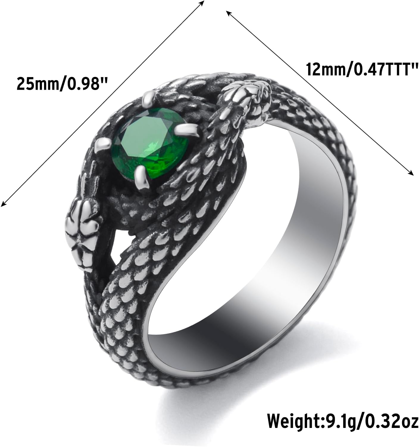 Snake Ring for Men Boys Stainless Steel Gothic Punk Snake Serpent Rings for Men Size 8/9/10/11/12/13 - Image 5