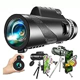 Monóculos telescópicos 80 x 100 de alta potência para adultos e crianças de alta potência, para observação de pássaros, caminhadas e passeios de shows, com clipe de telefone e suporte (preto)