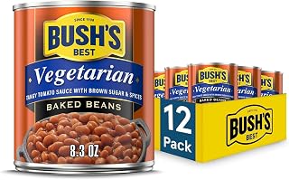 Bush's Best Vegetarian Baked Beans 8.3oz Cans (Pack of 12) - Plant-Based Protein, High Fiber, Gluten-Free, Low Fat