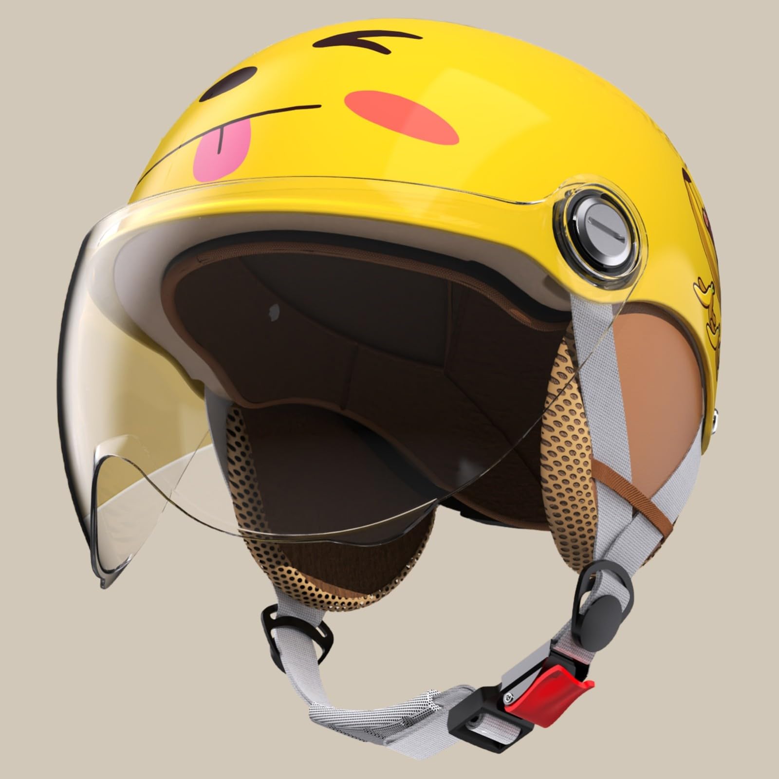 Casco De Motocicleta para Niños Y Jóvenes, Homologado Según La Norma ECE 22.06, Casco Jet 3/4 con Visera Solar para Niños Y Niñas De 3 A 16 Años, Casco De Ciclomotor Infantil