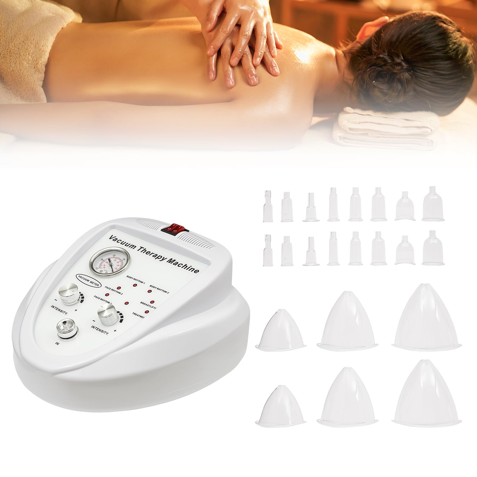 Vakuum Therapie Maschine mit 30 Tassen Butt Lifting Machine Vakuum Schröpfen Massager,6 Modi und einstellbare Intensität (70cmhg maximale Saugkraft) Zur Formgebung und Gesundheitsmassage