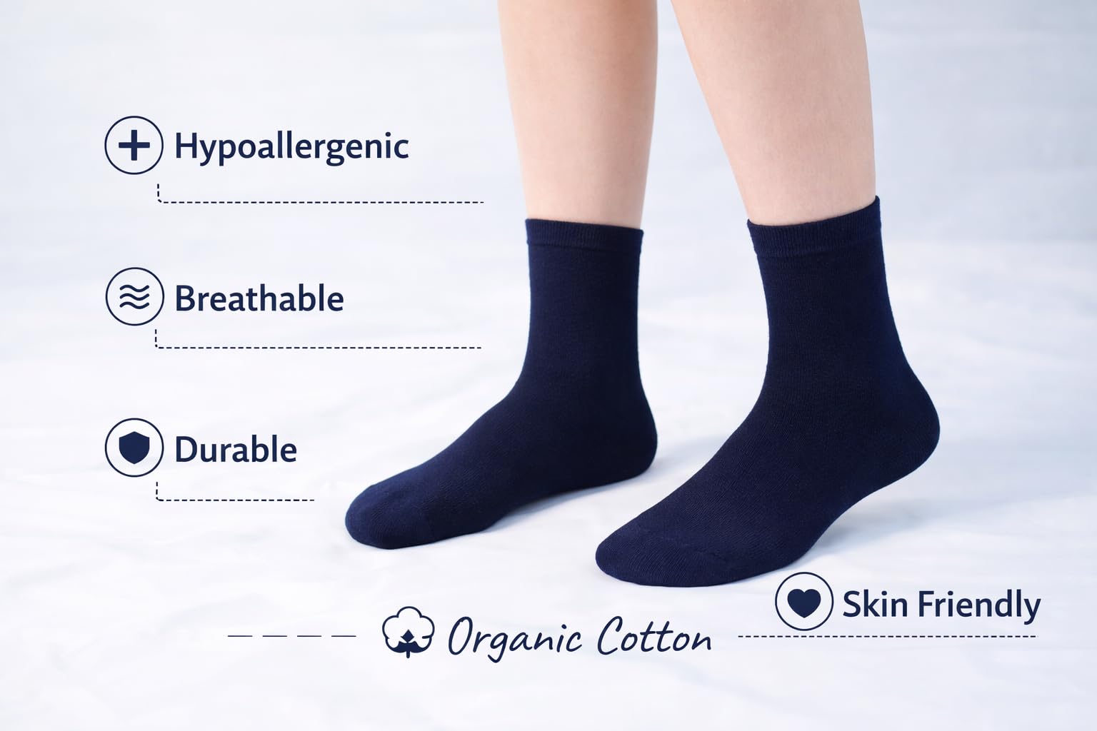 CYS Calcetines 6 Pares Cortos Colegio Uniformes Escolares Alto Algodón Para Niños Niñas Infantiles Pack de 6 Pares