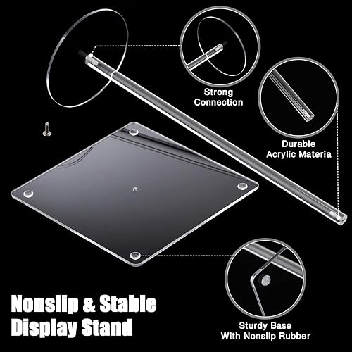 Miniatura 3 de Leinuosen 8 soportes de acrílico transparente para sombreros de 12 pulgadas para exhibición, antideslizantes, estables, cuadradas, pedestales, para