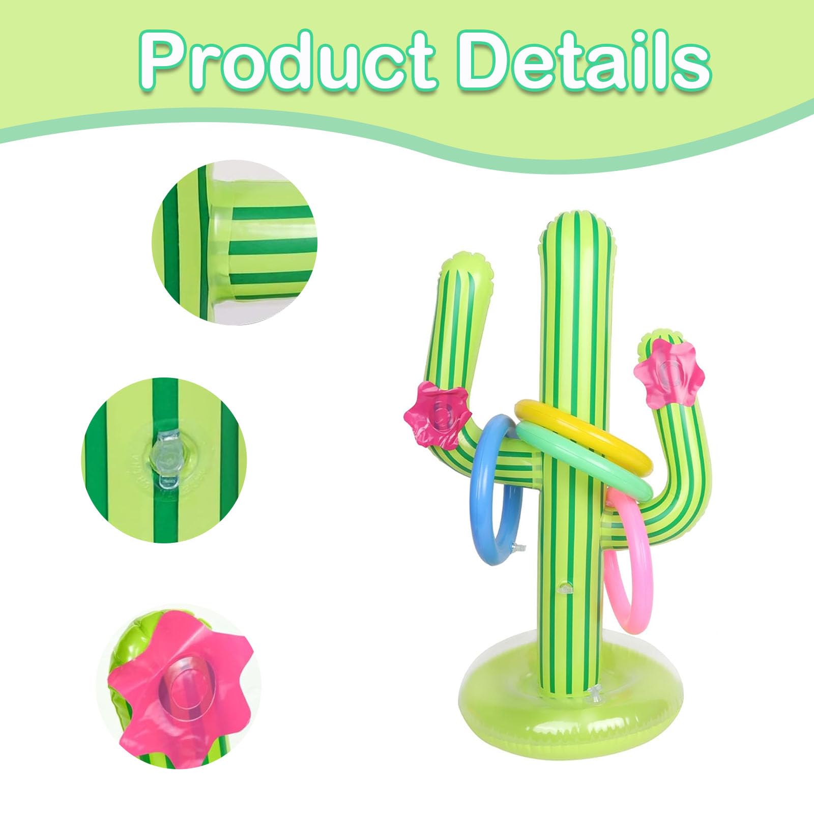 9 PCS Set Cactus Ring Toss Game, Cactus with 8 Ring, Party Toss Game, Hawaii Party Decor Swimming Pool - Image 3