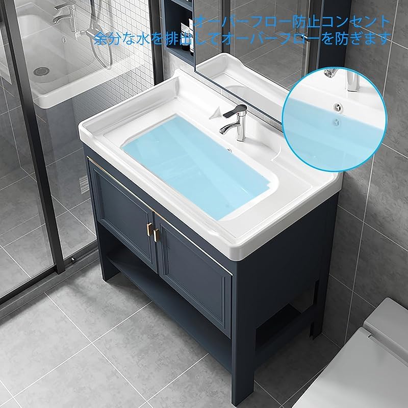 AZIEBAY 【コントラスト】 セラミック製洗面ボウル。収納キャビネット、温水・冷水用蛇口、排水アクセサリーを一体化。屋内・屋外兼用、ガーデンシンク