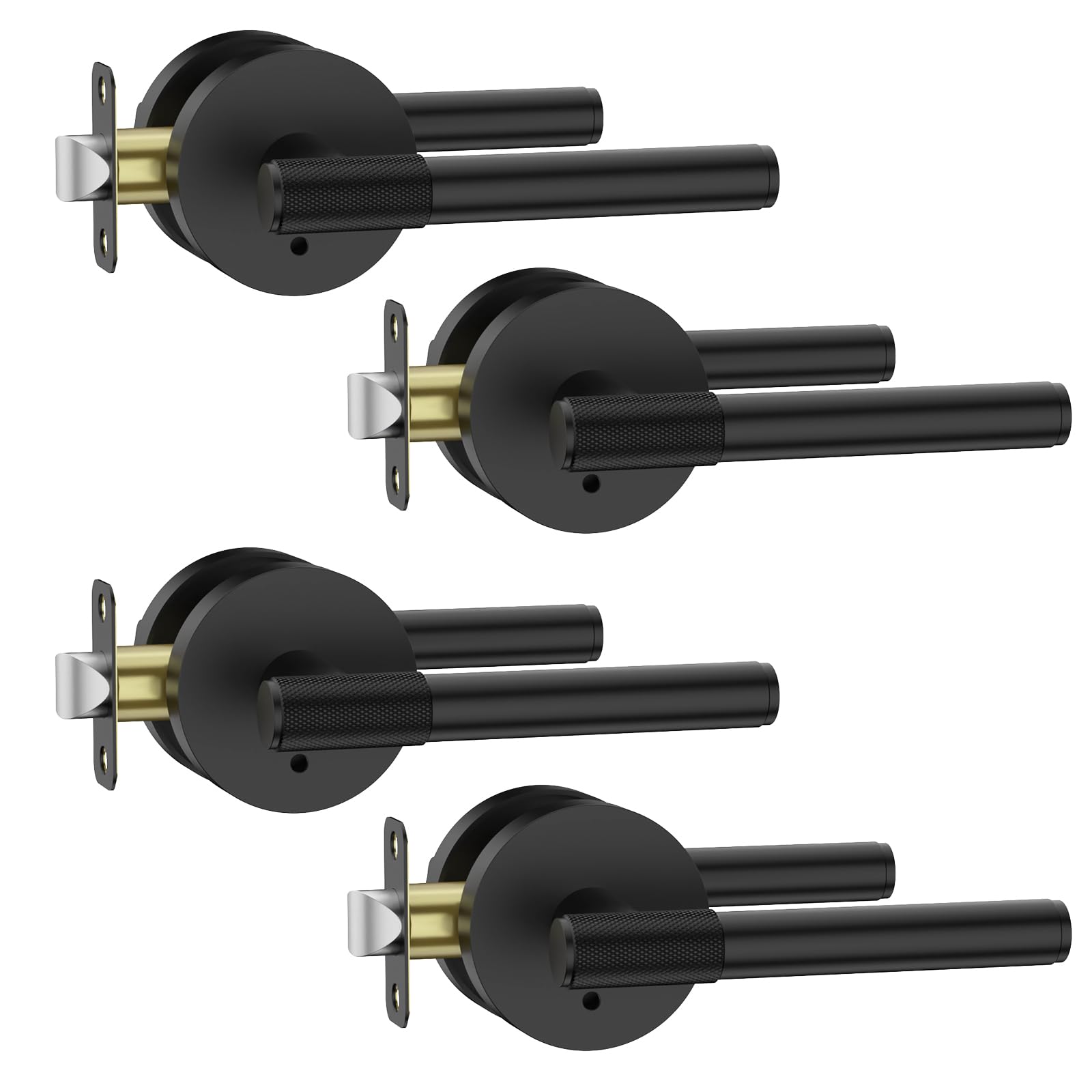Photo 1 of Asidrama 4 Pack Privacy Door Handles with Lock, Black Door Handles Interior for Bedroom or Bathroom, Heavy Duty Door Lever with Reversible Interior Door Handle for Left Right Sided Doors…