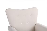 Vista 15 de Silla mecedora con respaldo de ala, cómoda silla mecedora con brazos de cojín, mecedoras tapizadas con botón acolchado para sala de estar