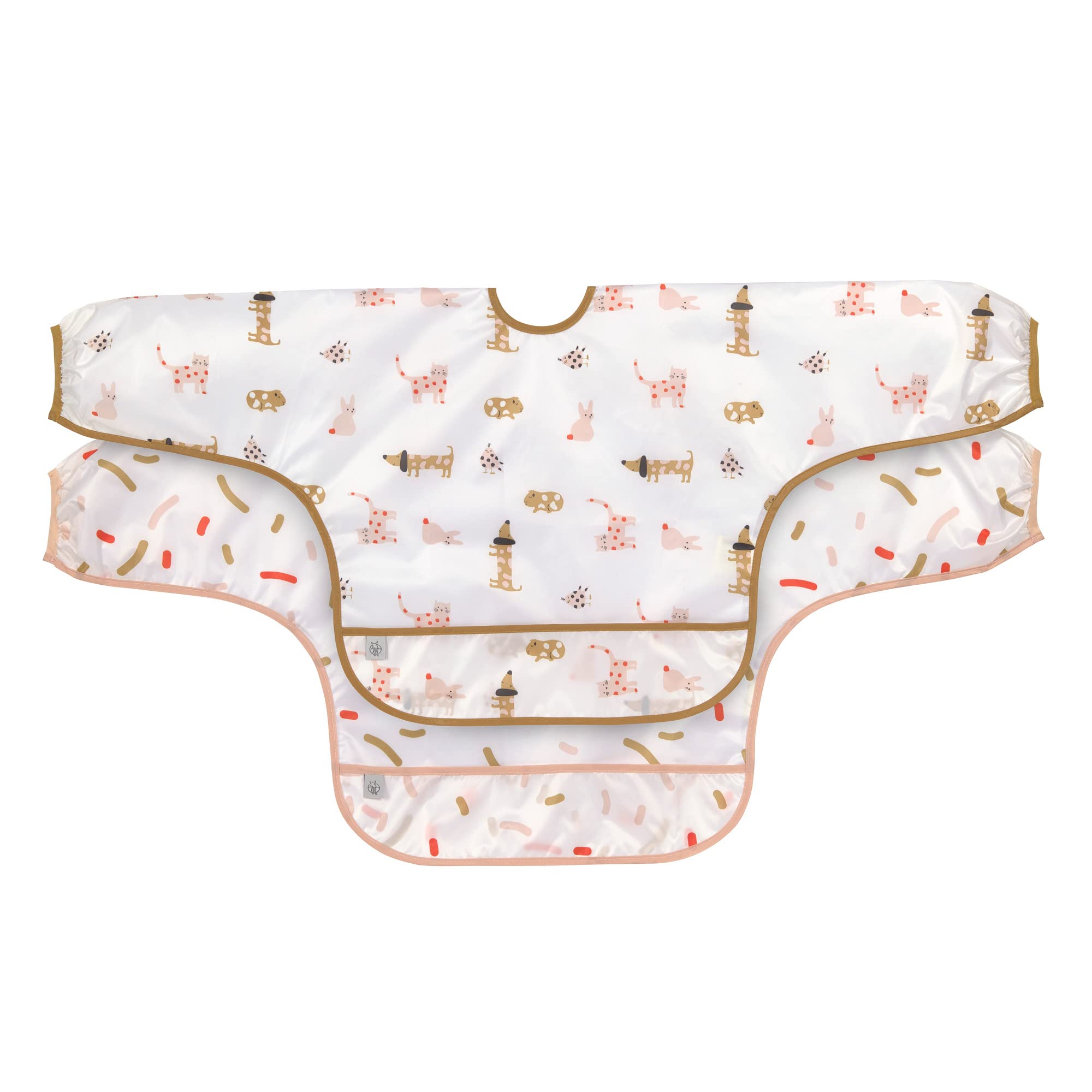LÄSSIG Baby Langarmlätzchen Set (2 St.) zum Binden Auffangschutz/Long Sleeve Bib Little Mateys spicy orange