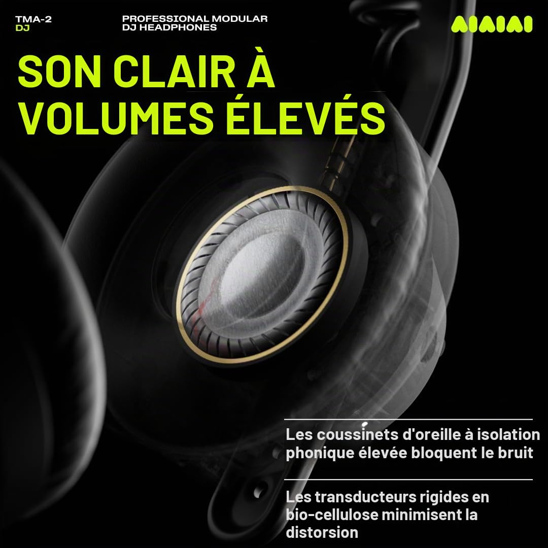 Aiaiai TMA-2 DJ - Casque DJ Professionnel on-Ear avec Basses puissantes, Construction Durable et Coussinets à Haute Isolation sonore, Design modulaire avec pièces Facilement remplaçables