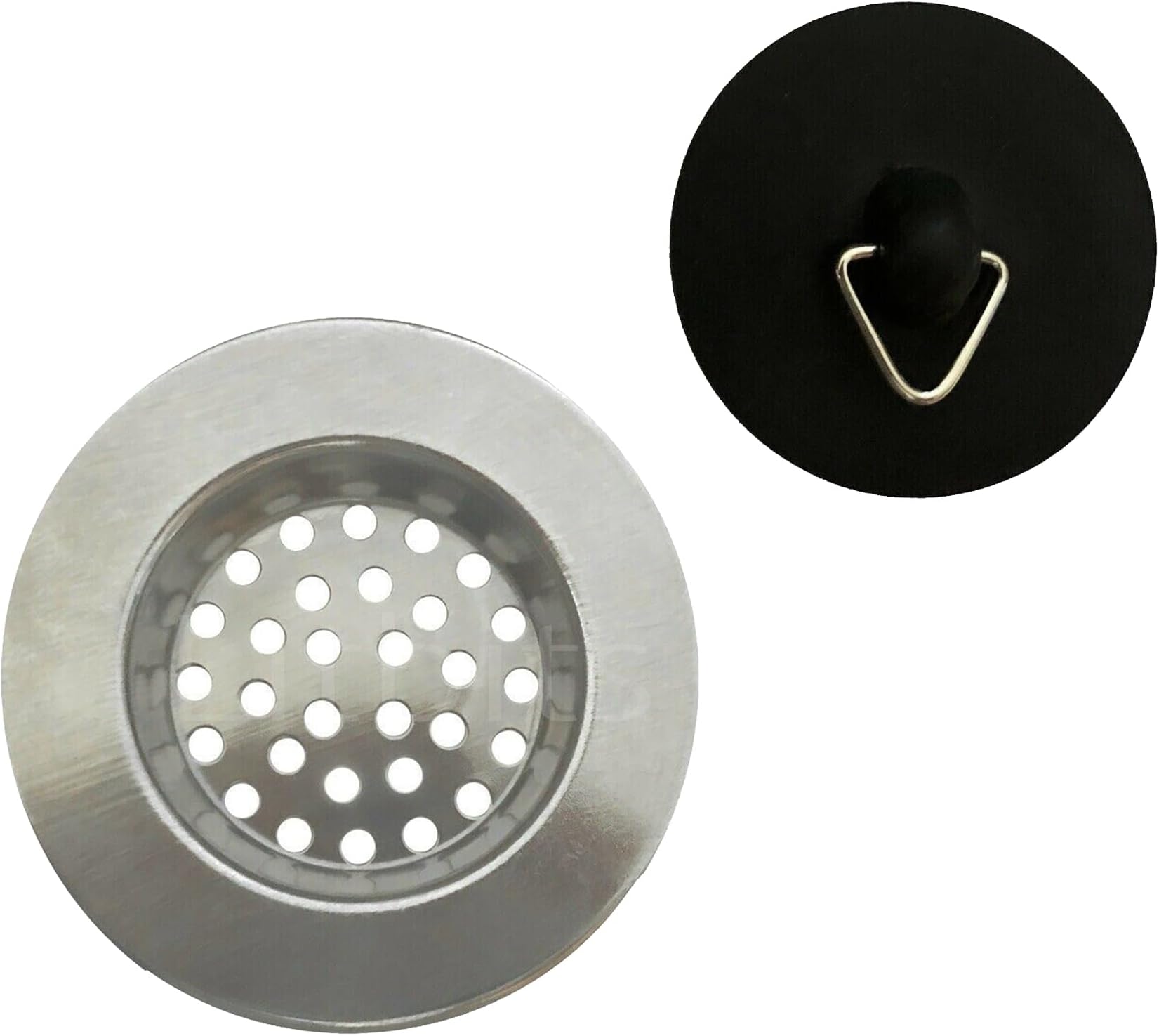 2 Pc Set of Sink Basin Strainer Plug Waste Plug Trap Filter Stainless Steel