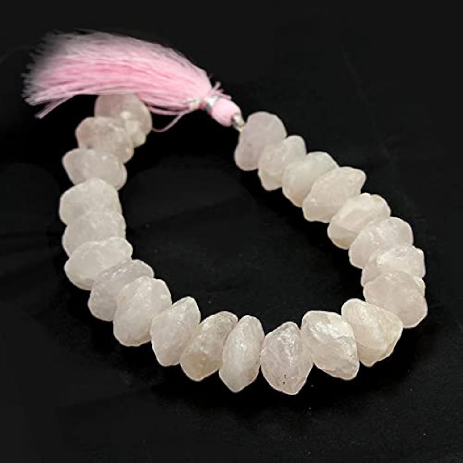 Quartz rose en perles rondelles martelées pour création de bijoux uniques haut de gamme