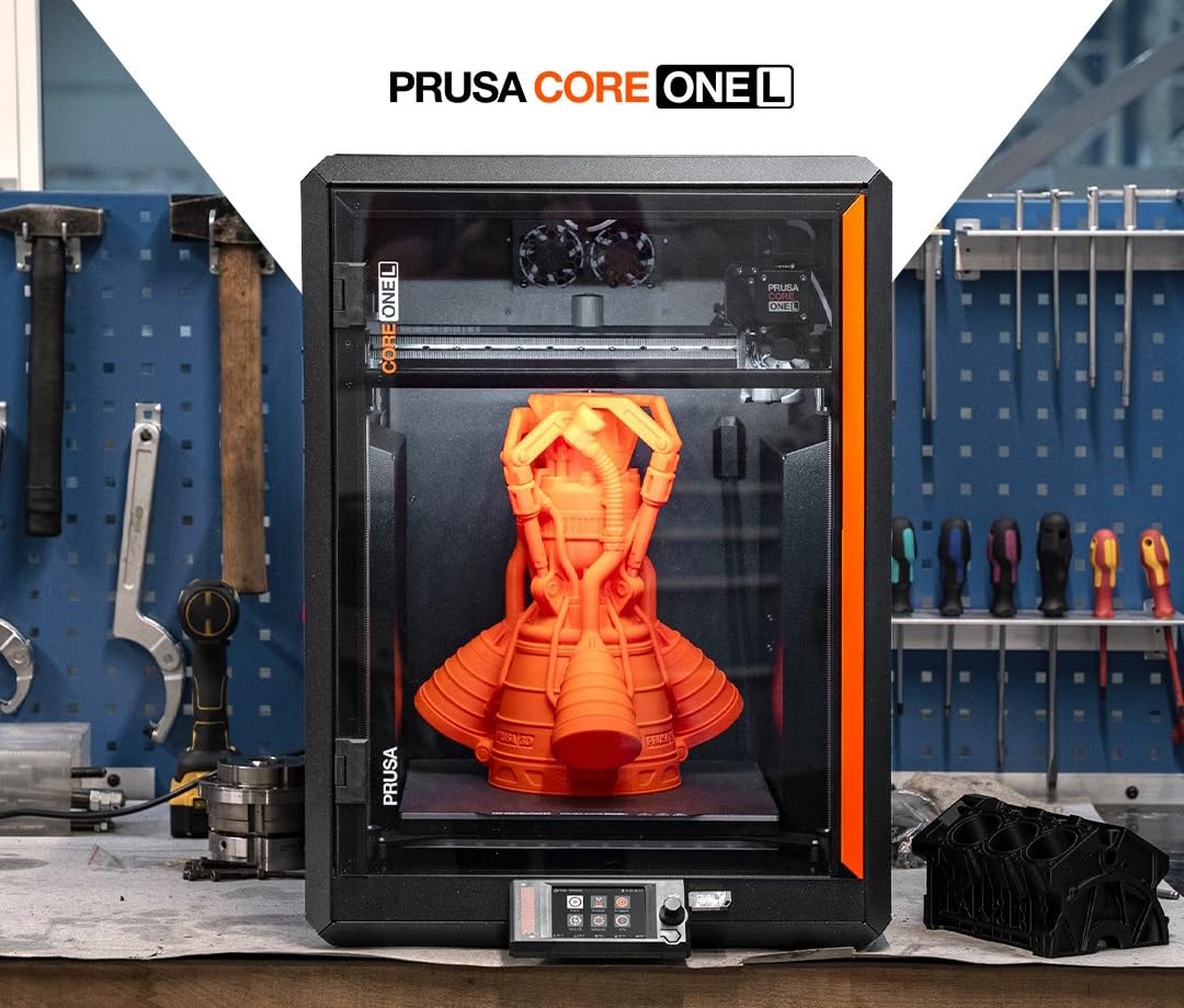 Original Prusa 3D-Drucker CORE One L – CoreXY High-Speed Großformat Profi | Beheizte 60°C Kammer – Inkl.Auspacken&Drucken – Privacy Offline-Modus – Für Business&Home – Warp-frei 30x30x33cm, Made in EU