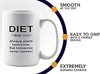 Vista 5 de Taza de café dietista de 15 onzas, color blanco - Always Starts Tomorrow - Dietético Dietista Psicólogo Nutricionista Nutricionista Registrado