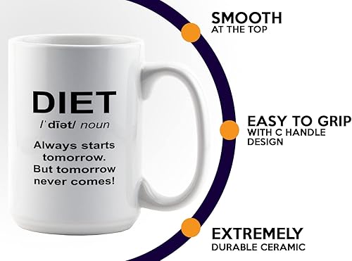 Miniatura 5 de Taza de café dietista de 15 onzas, color blanco - Always Starts Tomorrow - Dietético Dietista Psicólogo Nutricionista Nutricionista Registrado