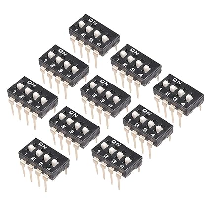 uxcell 10 Pcs Black DIP Switch 1 2 3 4 Positions 2.54mm Pitch for Circuit Breadboards PCB