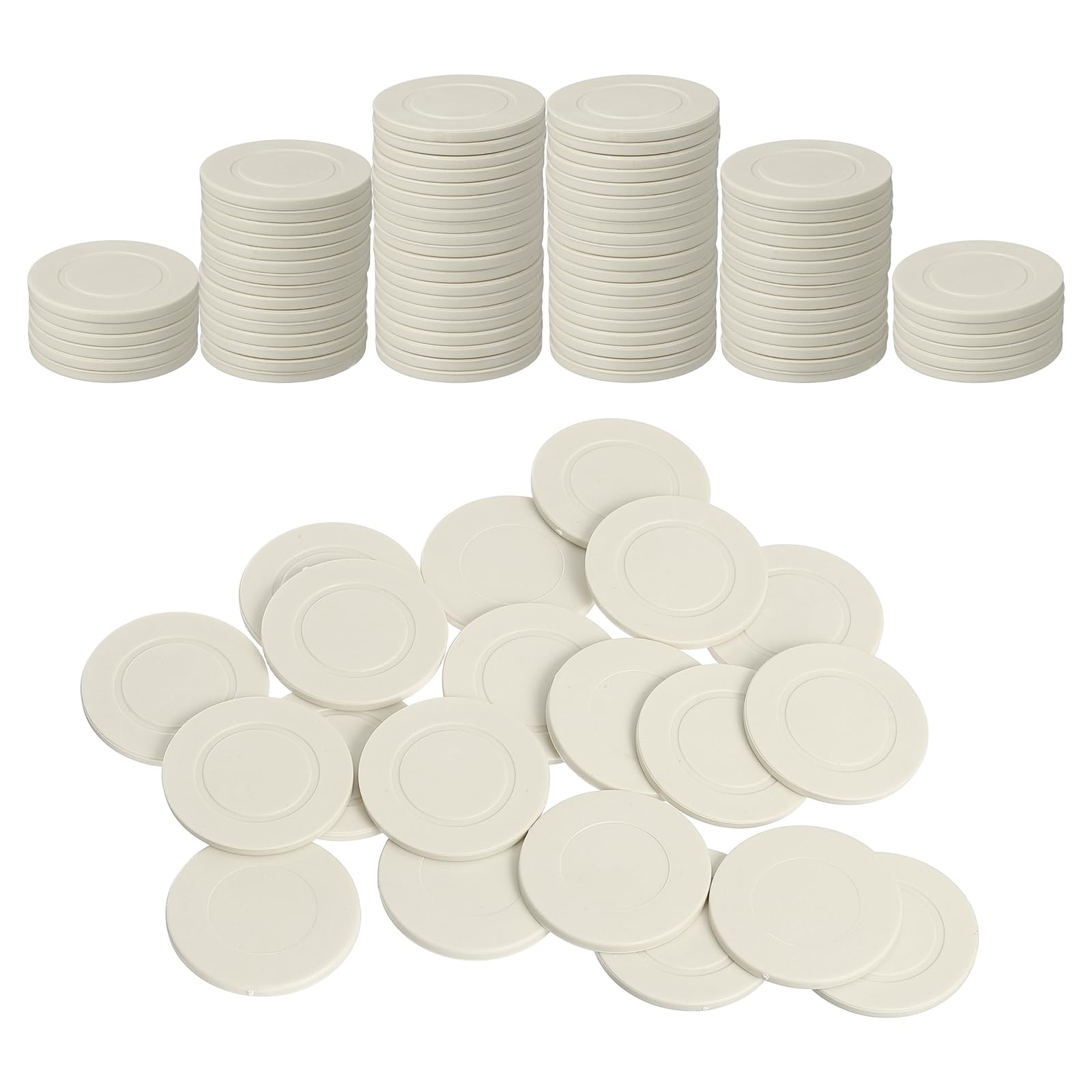 sourcing map 100Pcs 35 mm Plastic Poker Chips, White