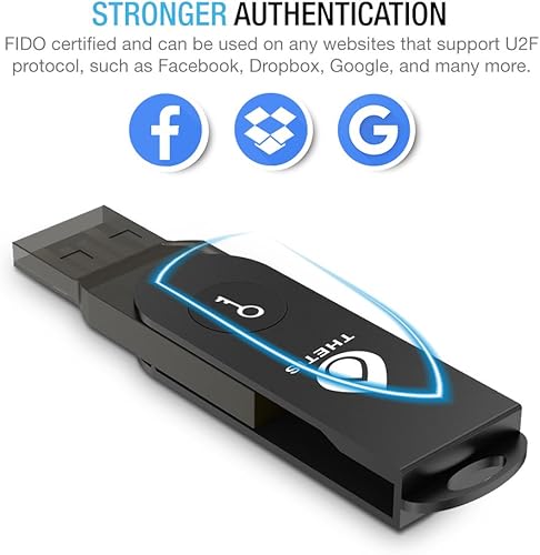 Miniatura 6 de FIDO U2F Llave de seguridad Thetis diseño plegable de aluminio Autenticación universal de dos factores USB tipo A para protección adicional en