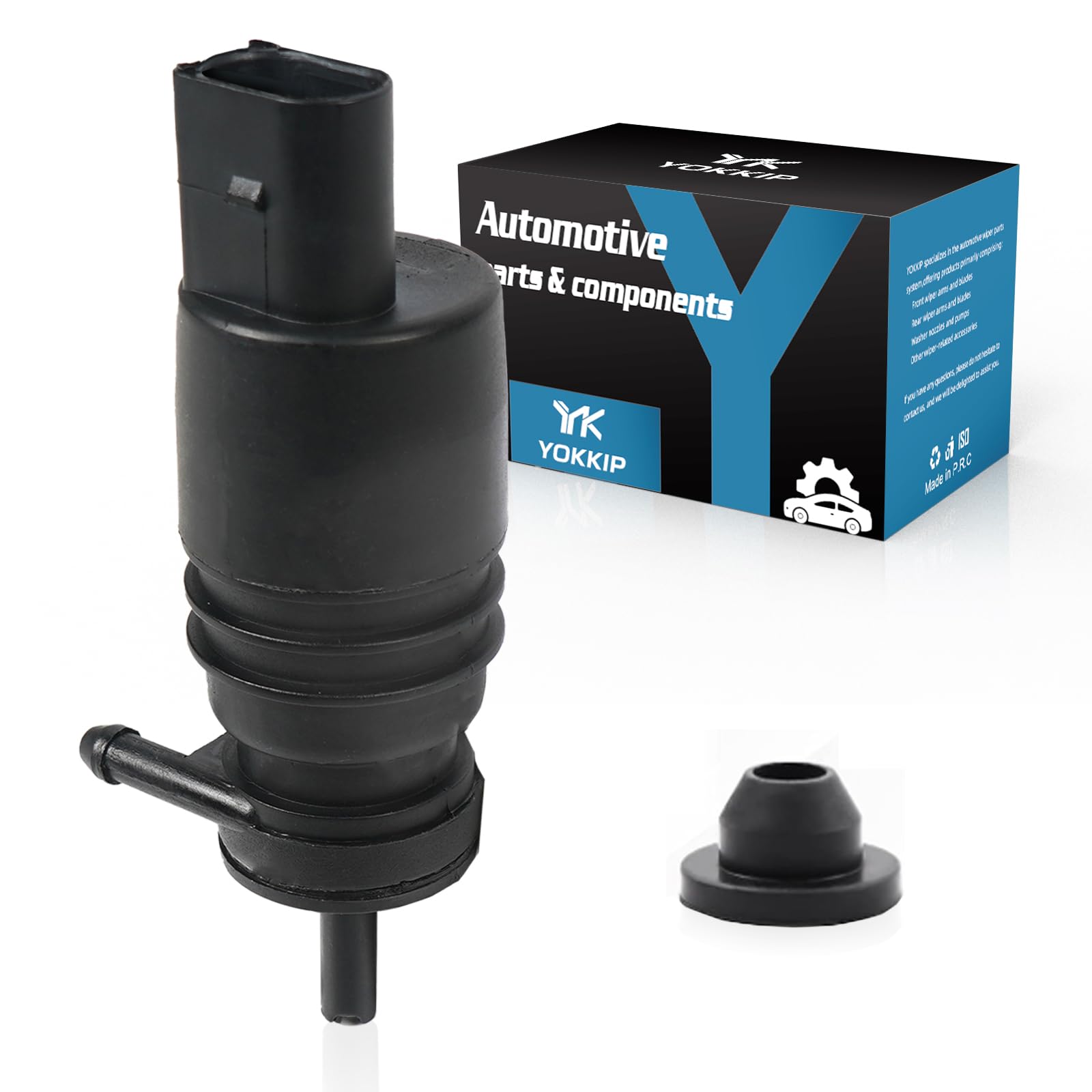 Premium Windshield Washer Pump with Grommet Replacement for BMW E46 M3 M5 X3 X5 Z3 Z4 Z8 Mercedes-Benz E250 E300 E320 E500 E550 E63 Replaces OEM 67128362154, 67128377612, 21323-232316B