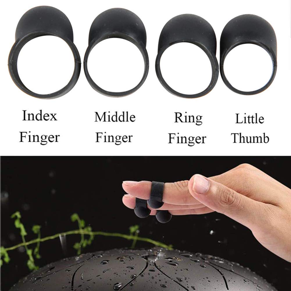 A K Akaddy 4pcs Stahlzunge Trommel Fingerpicks Silikon Gummi Handpan Fingerhülsen für die musikalische Ausbildung Konzert Mind Healing Yoga Meditation