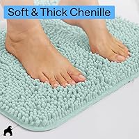 Vista 5 de Gorilla Grip - Tapete de baño afelpado, absorbente, peludo, de felpilla, para base de inodoro ovalada, reverso de goma, suave, de microfibra, Azul