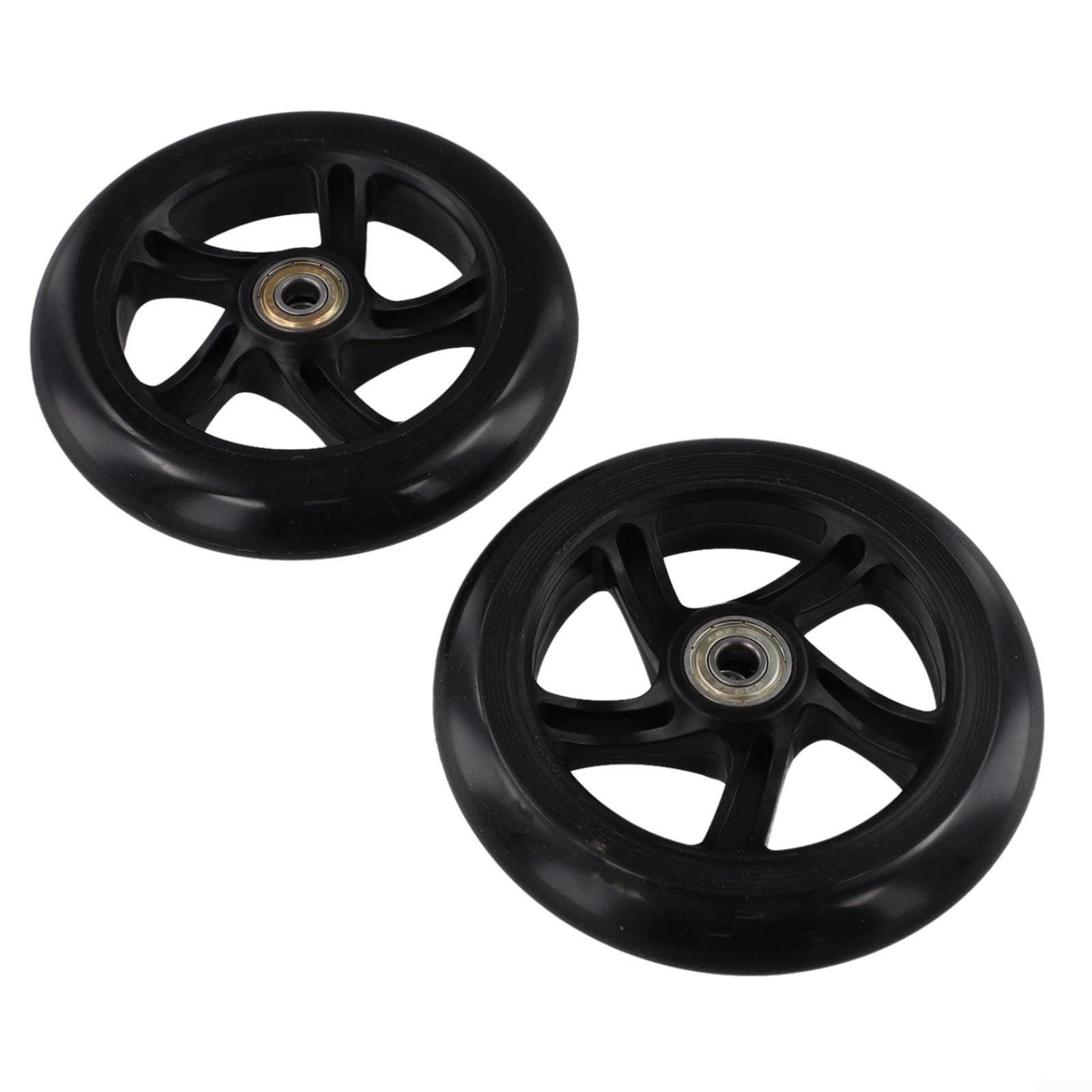 2pcs Scooter Wheels Polyurethane Silent Wheels for Roller Skates and Trolleys, Long Lasting Bearings (145mm*30mm black)