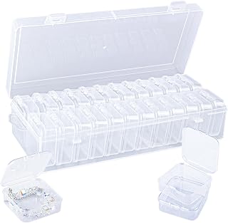 VTG 24Pcs Small Bead Organizers and Storage Plastic Cases Mini Clear Bead Storage Containers Boxes with Hinged Lid and Rectangle for Bracelet Making DIY Jewelry Craft Nail