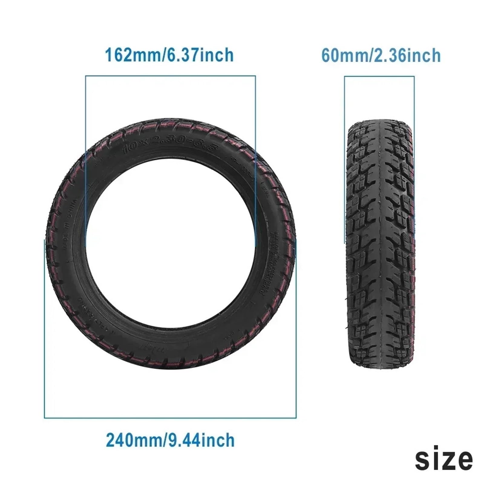 Pneu Trotinette Electrique,Roue Trottinette Electr Pneu tubeless 10x2.3-6.5 for trottinette électrique tout-terrain, pneu auto-réparateur à vide avec valve