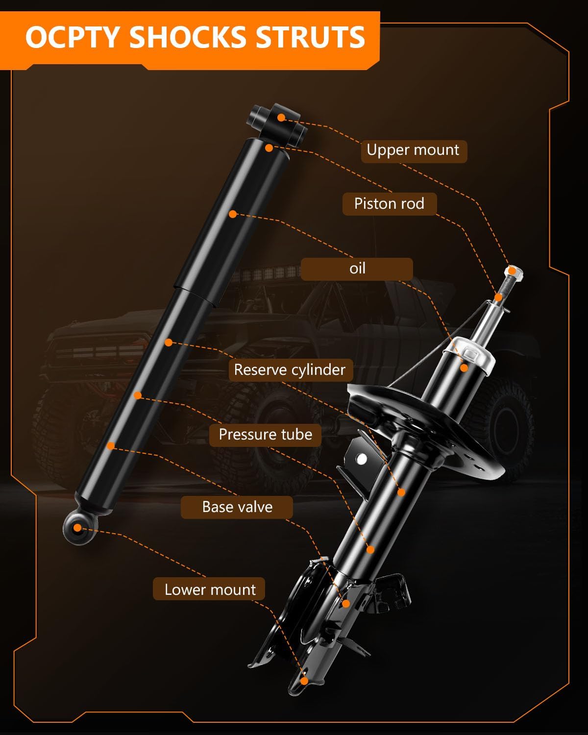 Front Rear Shocks Struts for Nissan, OCPTY Shock Absorbers Fit for 2008 2009 2010 2011 2012 for Nissan for Rogue Automotive Replacement Shocks 339196 72608 339197 72609 349097 37328 Pack of 4
