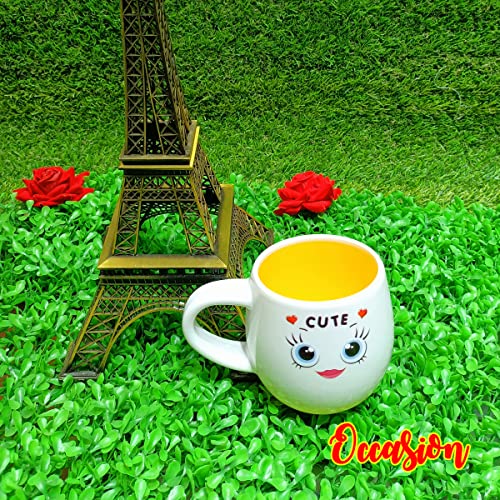 Image of Occasion White Emoji Smily Happy Ceramic Milk /Coffee /Tea /Juice Mug -250ML (Cute Emoji White Mug)