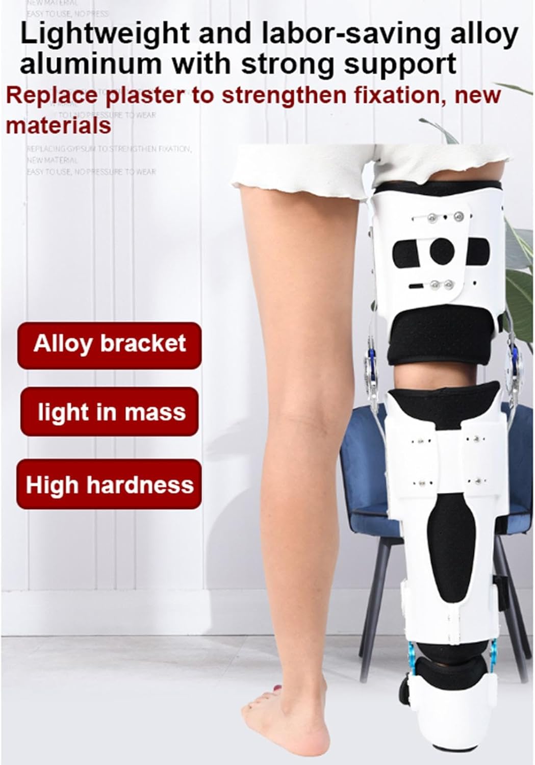 Adjustable Knee Foot Support Brace,Hinged ROM Knee Orthotic Immobilizer for Arthritis Pain,Knee Brace Splint for Left Leg and Right Leg,Left