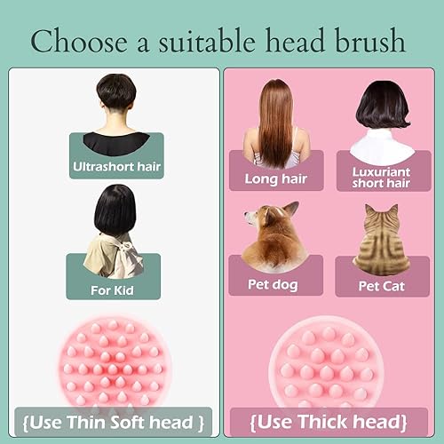Miniatura 5 de Foladion Masajeador manual de silicona para el cuero cabelludo, exfoliante impermeable, cepillo suave y suave para hombres, mujeres y niños (rosa
