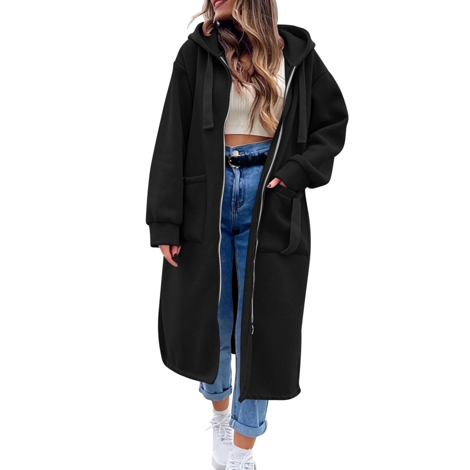 Sudaderas Con Capucha Para Mujer,Sudadera Femenina Con Cremallera Integral Mangas Largas Tejido Ligero DiseñO Casual Deportivo Bolsillos Laterales Ideal Para Entrenamientos Al Libre Ajuste Holgado