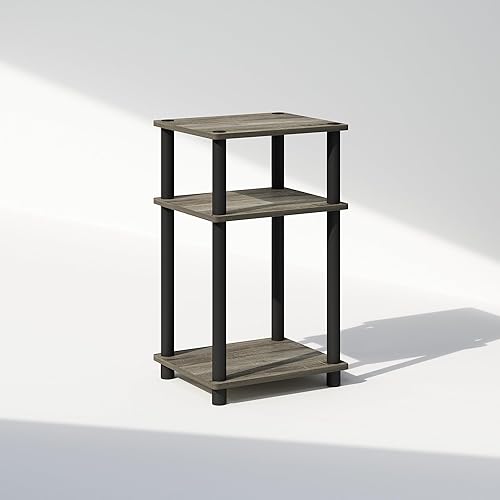 Miniatura 5 de Furinno JUST - Mesita de noche Turn-N-Tube de 3 niveles, mesa de noche sin herramientas, mesa auxiliar, mesa auxiliar con almacenamiento abierto