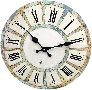VILLCASE Vintage Roman Style Hanging Clock Retro Wall Decor MDF Rustic French Country Non-Battery Operated for Home Kitchen Bedroom