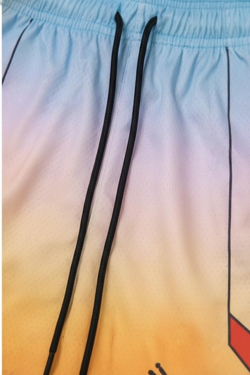 Men's Quick Dry Mesh Basketball Shorts with Pockets, Bold Graphic Print Loose Fit Retro Streetwear Gym Activewear