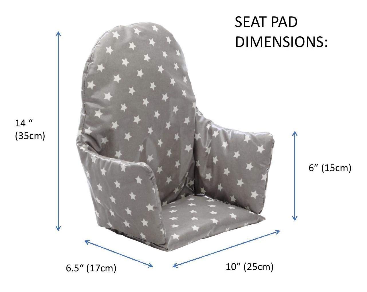 High Chair Cushion for IKEA Antilop Highchair. Padded Chair Cushion for Baby - Easy to Fit and Fully Wipe Clean Seat Pad - High Chair Accessories Designed for IKEA Antilop (Grey Stars)