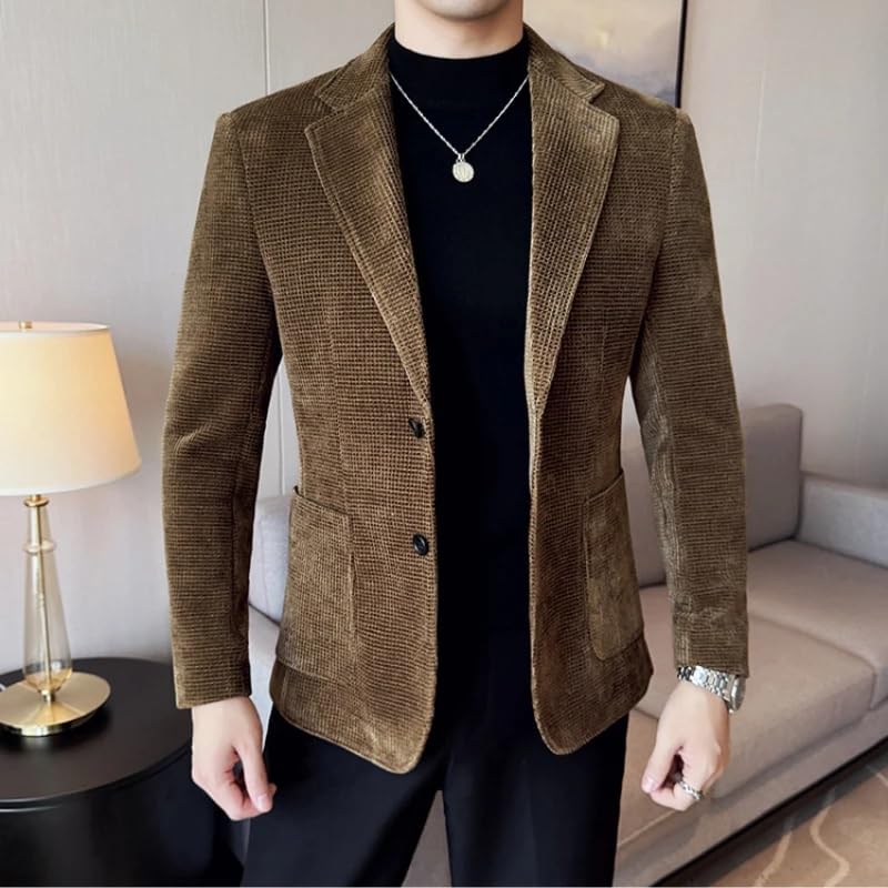 Blazer Corduroy Suit Jacket Korean Business Slim Fit Formal Social Banquet Dress Jacket4