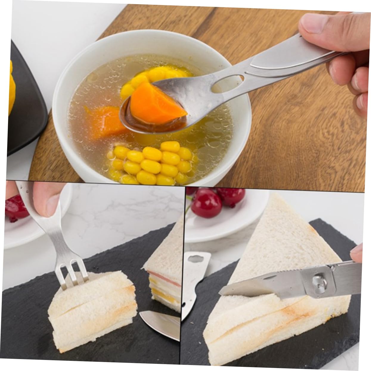 BESPORTBLE 3 Pezzi 3 1 Abito Cucchiaio Forchetta Coltello e Forchetta Viaggiare Knife