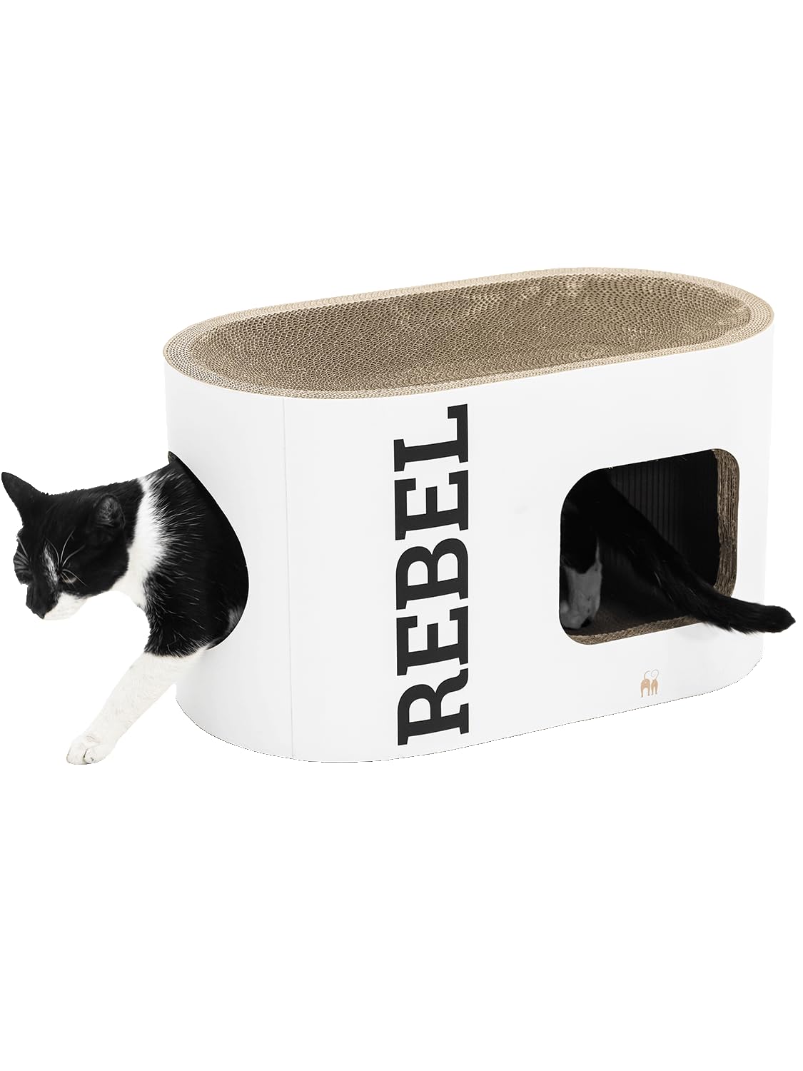 Petrebels Kratzpappe Ruby 60, Katzen Kratzbrett aus sehr stabilem Karton, Kratzkarton 60 x 32 x 34 cm, Farbe Weiß