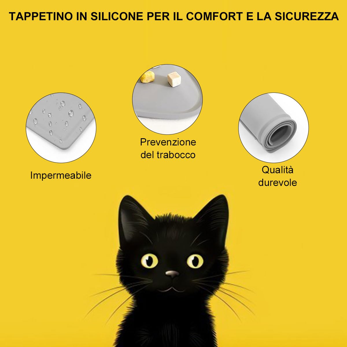 Tappetino Ciotola Cane Gatto,Tappetino per ciotole gatto,Tappetino Ciotola per Cani e Gatti in Silicone,Tappetino Ciotola Cani e Gatti,Antiscivolo Silicone Tappetini Cibo Tappetino Sottociotola